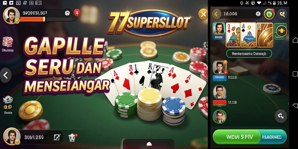Gameplay seru dalam aplikasi Gaple 77SUPERSLOT.