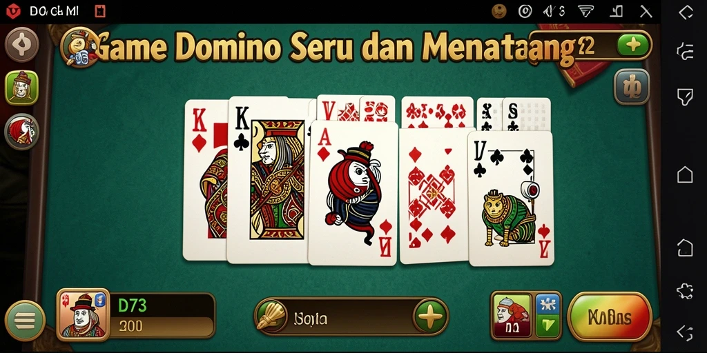 Tampilan gameplay D73 saat bermain game Domino yang seru.