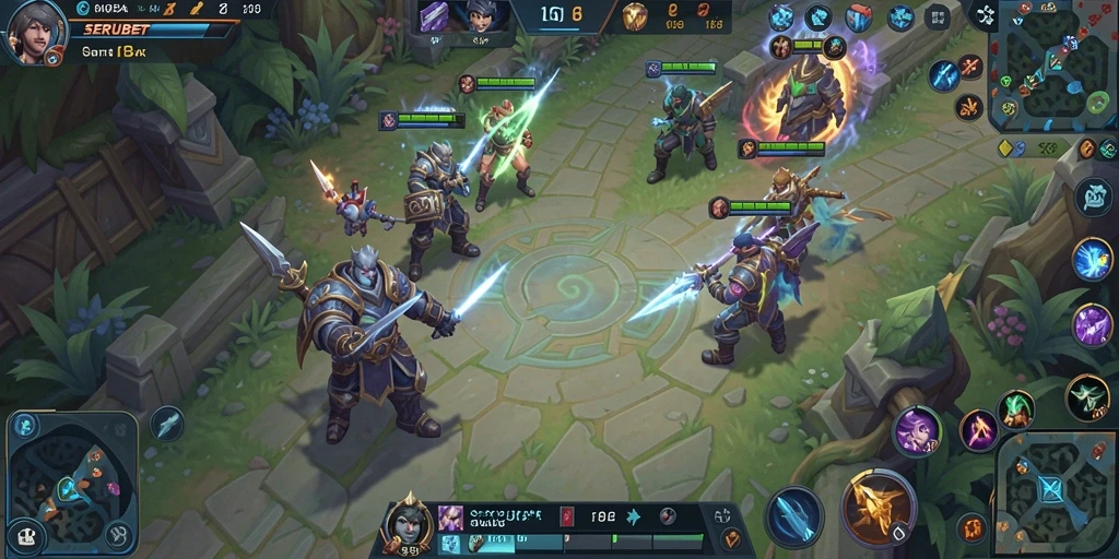 Tampilan gameplay seru dari SERUBET dalam aksi MOBA.