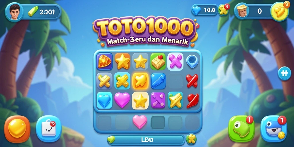 Tampilan gameplay TOTO1000 yang penuh warna dan menarik.
